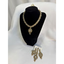 Exquisite Gold-Plated Polki & Pearl Wedding Jewellery Set - Necklace, Earrings, Maang Tikka