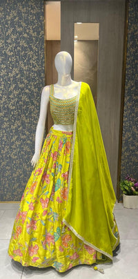 Lehenga Choli Tissue Silk Printed Floral Design new pattern