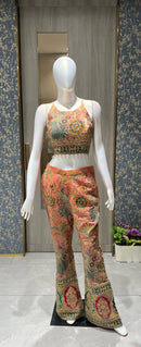 Peachy Pink Palazzo With Cropped Top