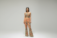 Peachy Pink Palazzo With Cropped Top