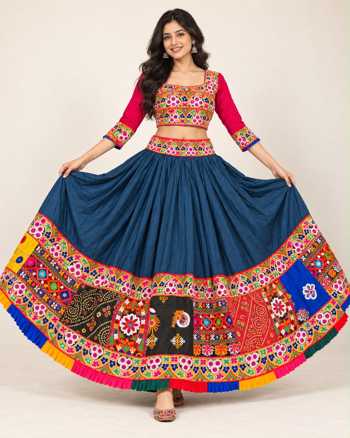 Navy Blue & Pink Navratri Lehenga Choli
