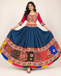 Navy Blue & Pink Navratri Lehenga Choli