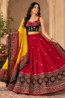 Seasonal Navratri Special – Red Chaniya Choli Set with Yellow Dupatta