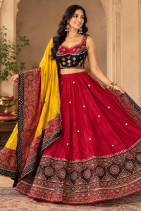 Seasonal Navratri Special – Red Chaniya Choli Set with Yellow Dupatta