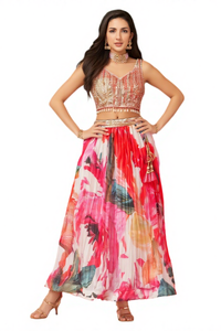 Lehenga Skirt Top Organza