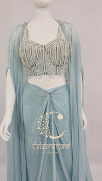 Indo Western Turkoish Pure Chinon