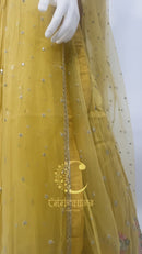 Mustard Gold Tissue Handwork Lehenga Choli Set with Dupatta – Festive & Wedding Wear