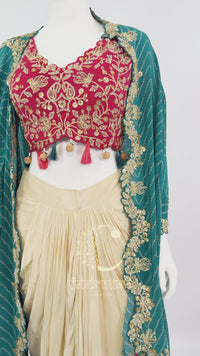 AMO-1001: Indo-Western Tulip Cut Drape Set – Bandish Tradition