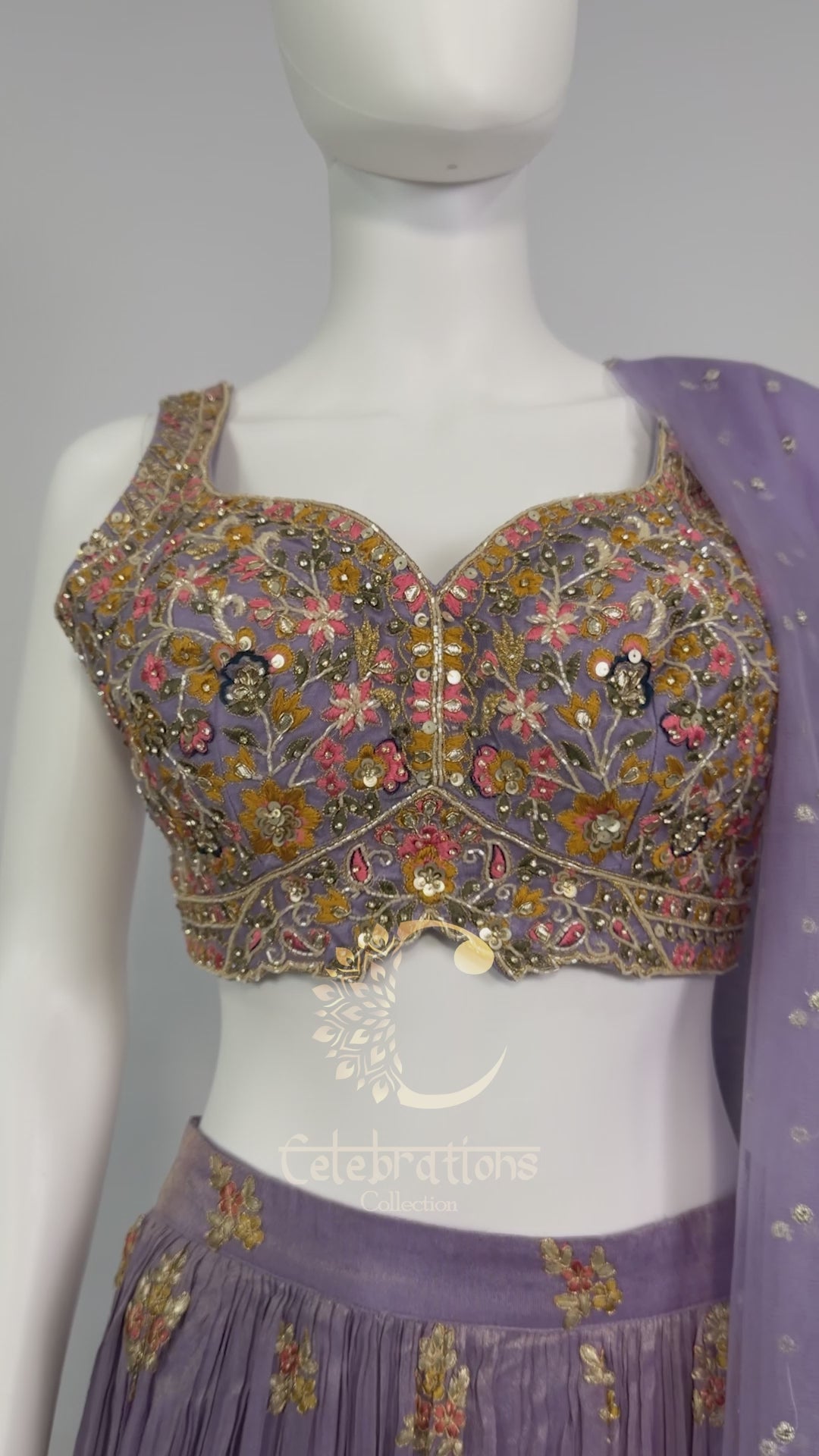 Lavender Tissue Handwork Lehenga Choli Set with Dupatta – Festive & Wedding Wear