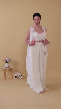 AMO-1009Video Ready: Off-White Artisanal Palazzo Choli Outfit A18-1969 XL