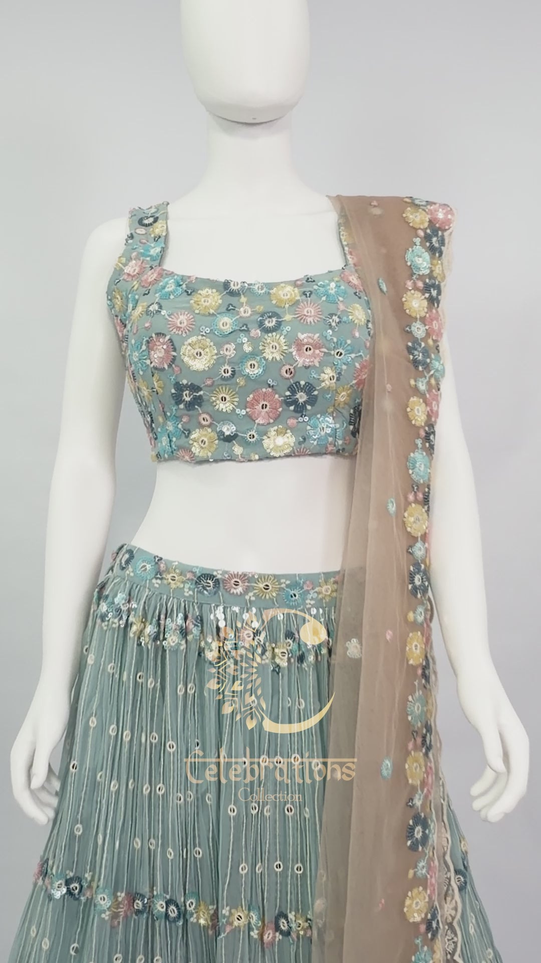 Light Blue Floral Lehenga Choli