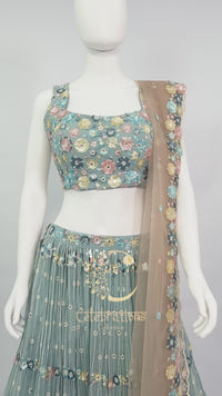 Light Blue Floral Lehenga Choli