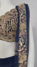 Navy Blue Lehenga Choli Viscos Organza