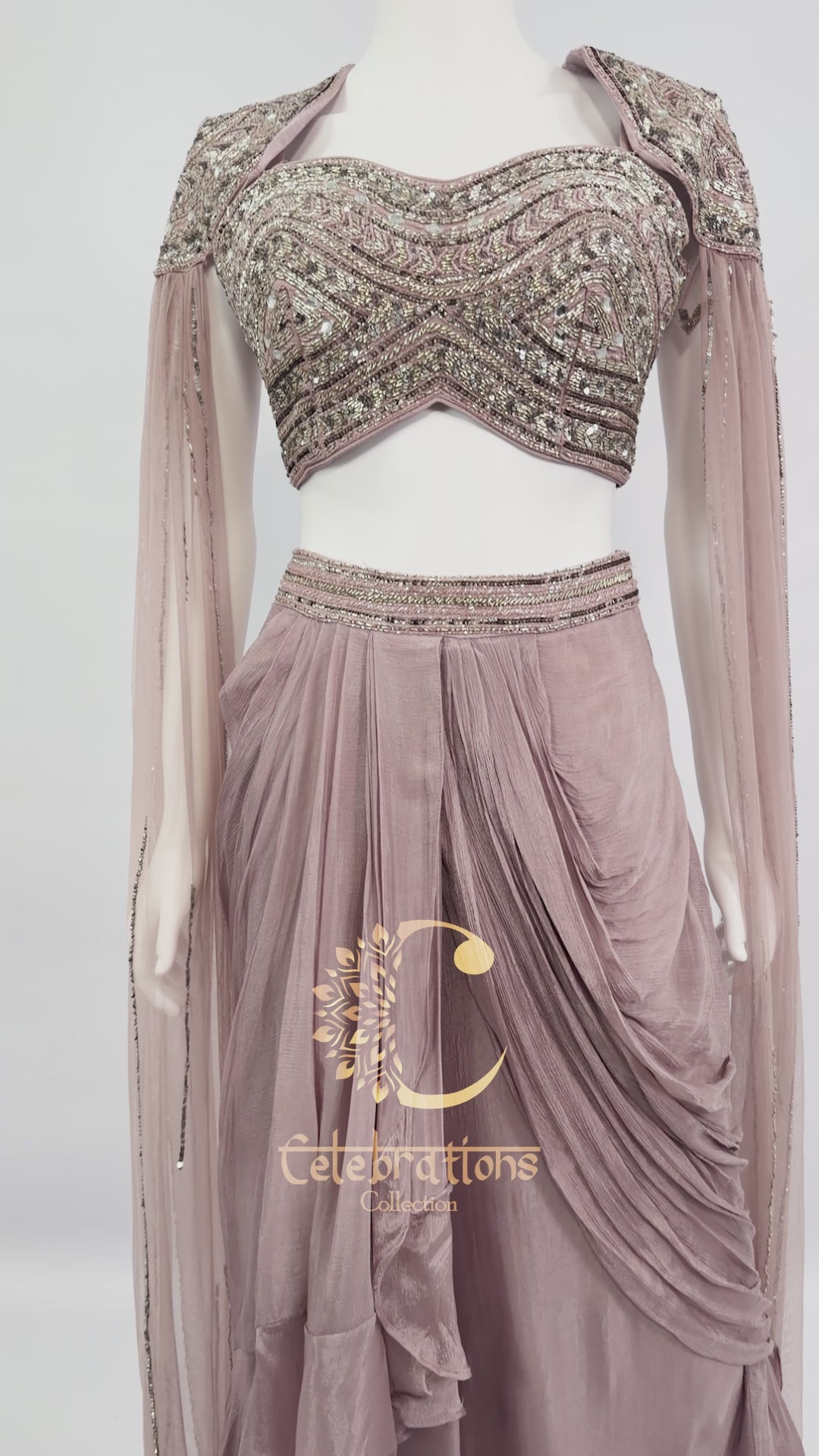 Indo western with fancy cape sleeves A80-8188