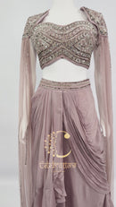 Indo western with fancy cape sleeves A80-8188