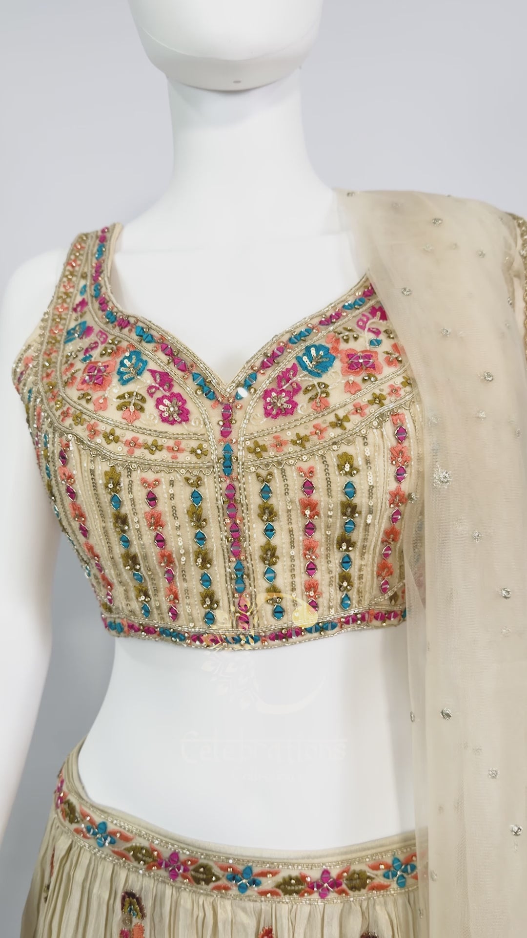 AMO-1041 - Lehenga Choli Tissue Handmade