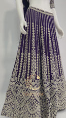 Royal Purple Georgette Heavy Embroidered Lehenga Choli Set with Dupatta – Festive & Wedding Wear